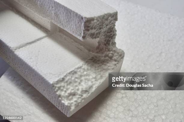 polystyrene foam material - damaged box stock pictures, royalty-free photos & images