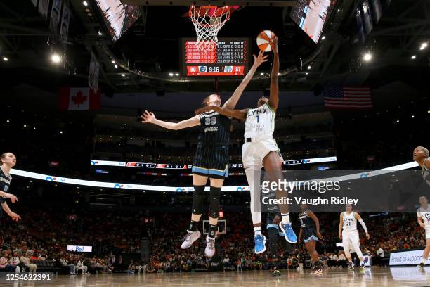 Diamond Miller of the Minnesota Lynx drives to the basket during the game against the Chicago Sky on May 13, 2023 at the Scotiabank Arena in Toronto,...