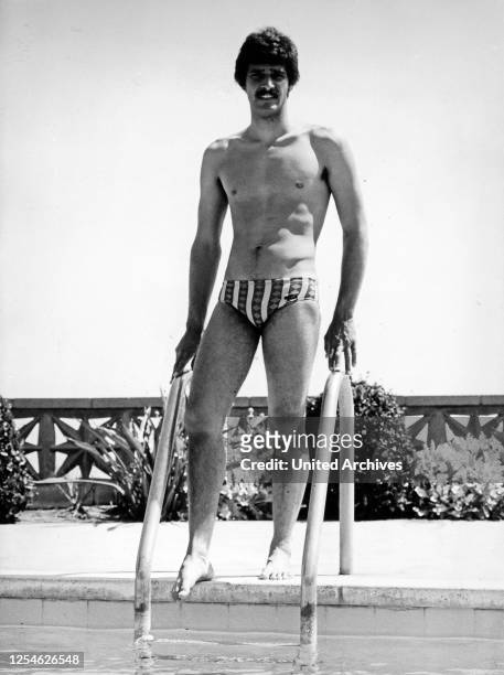 Der amerikanische Weltklasse Schwimmer Mark Spitz bei den Olympischen Spielen in München, Deutschland 1970er Jahre.