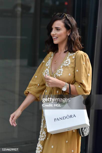 Lucy Mecklenburgh seen shopping at Pandora Marble Arch on July 06, 2020 in London, England.