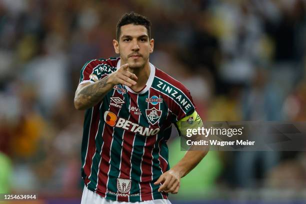 Nino of Fluminense celebrates after scoring the first goal of his team during a match between Fluminense and Cuiaba as part of Brasileirao 2023 at...