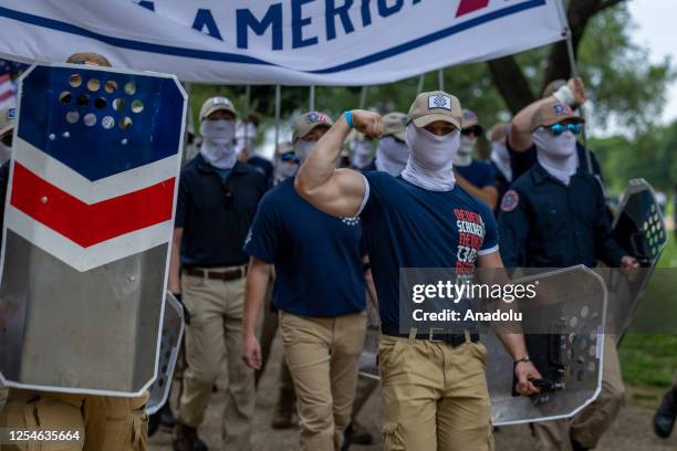 May 13:Members of the far-right group Patriot Front are seen marching through Washington, DC on May 13th, 2023.