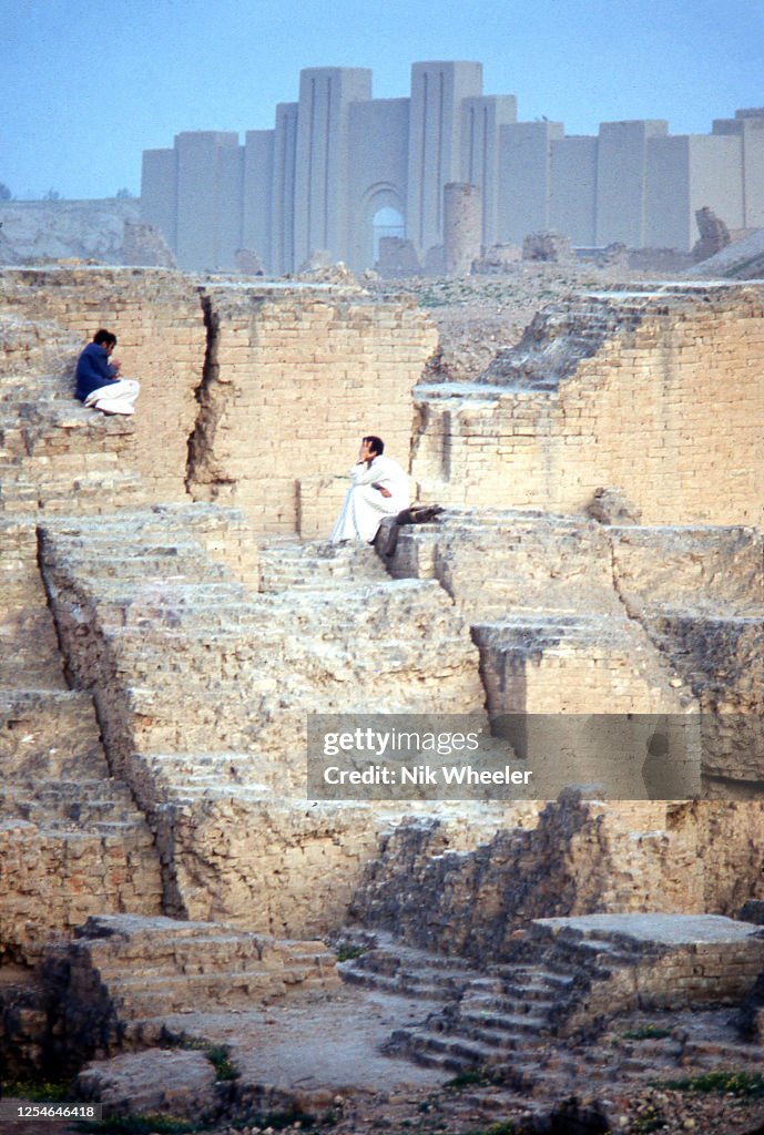 Excavated Ruins of Ancient City of Babylon in Mesopotamia Iraq