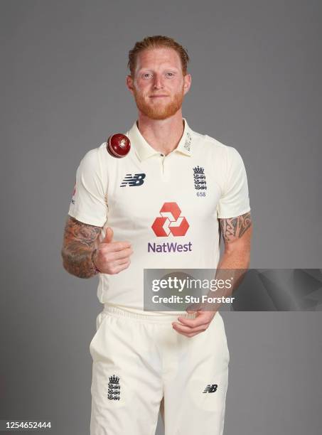 Ben Stokes poses for a portrait during the England Test Squad Photo call at Ageas Bowl on July 05, 2020 in Southampton, England.