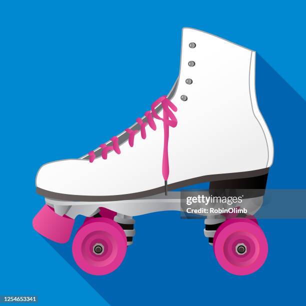 white roller skate illustration - roller skating stock illustrations