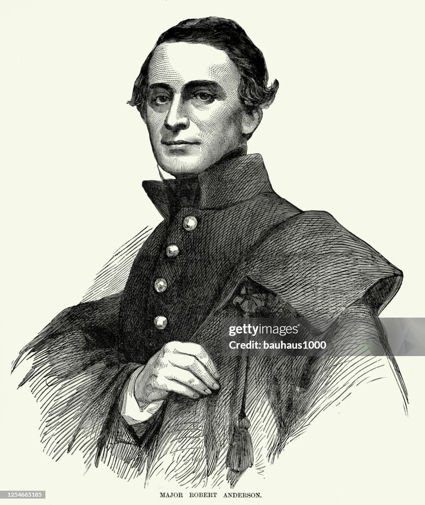 Vintage Major Robert Anderson Civil War Engraving