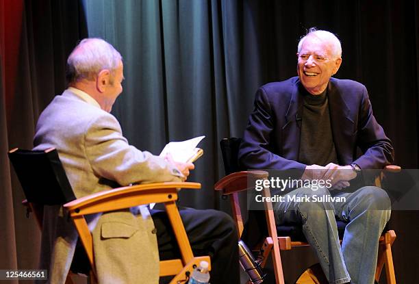 Former Warner Bros. Records President Joe Smith and Elektra Records founder Jac Holzman attend An Evening With Jac Holzman at The GRAMMY Museum on...