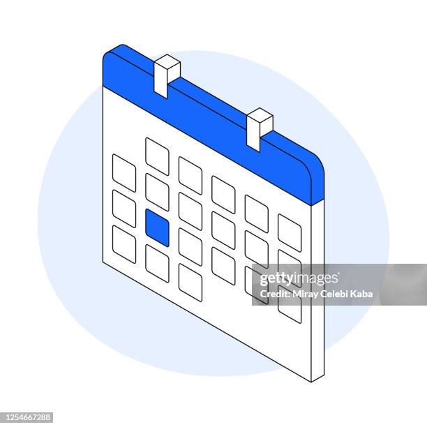 calendar modern isometric line illustration concept - desk calendar stock illustrations