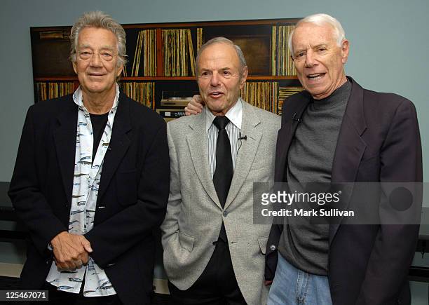 Musician Ray Manzarek of The Doors, former Warner Bros. Records President Joe Smith, and Elektra Records founder Jac Holzman attend An Evening With...