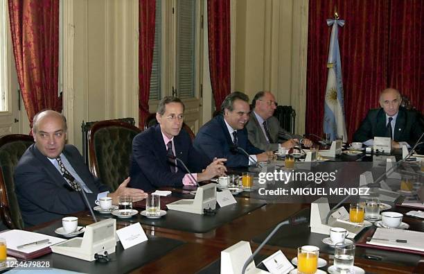 Argentine Economy Minister Domingo Cavallo , Chancellor Adalberto Rodriguez Giavarini , Head of the Deputee Chamber Pascual Rafael , Senator...