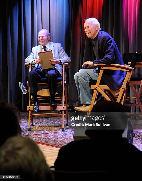 Former Warner Bros. Records President Joe Smith and Elektra Records founder Jac Holzman attend An Evening With Jac Holzman at The GRAMMY Museum on...