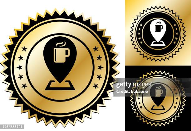coffee shop map pointer icon - multiple coffee cups stock illustrations