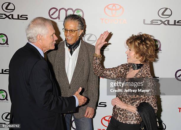 Ted Turner, Richard Perry and Jane Fonda arrive at the 20th Annual Environmental Media Awards held at Warner Bros. Studios on October 16, 2010 in...
