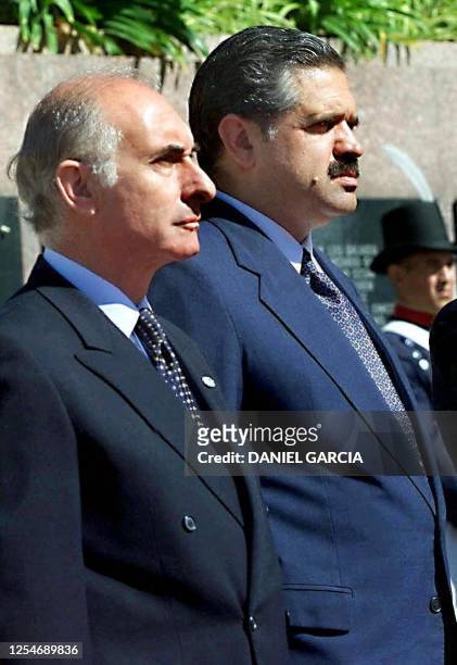 This photo of Argentine Defense Minister Ricardo Lopez Murphy and Argentine President Fernando de la Rua was taken 03 April 2000 in Buenos Aires,...
