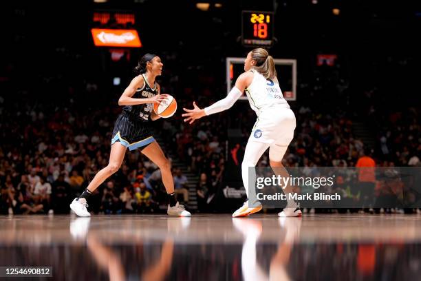 Rebekah Gardner of the Chicago Sky handles the ball during the game against the Minnesota Lynx on May 13, 2023 at the Scotiabank Arena in Toronto,...
