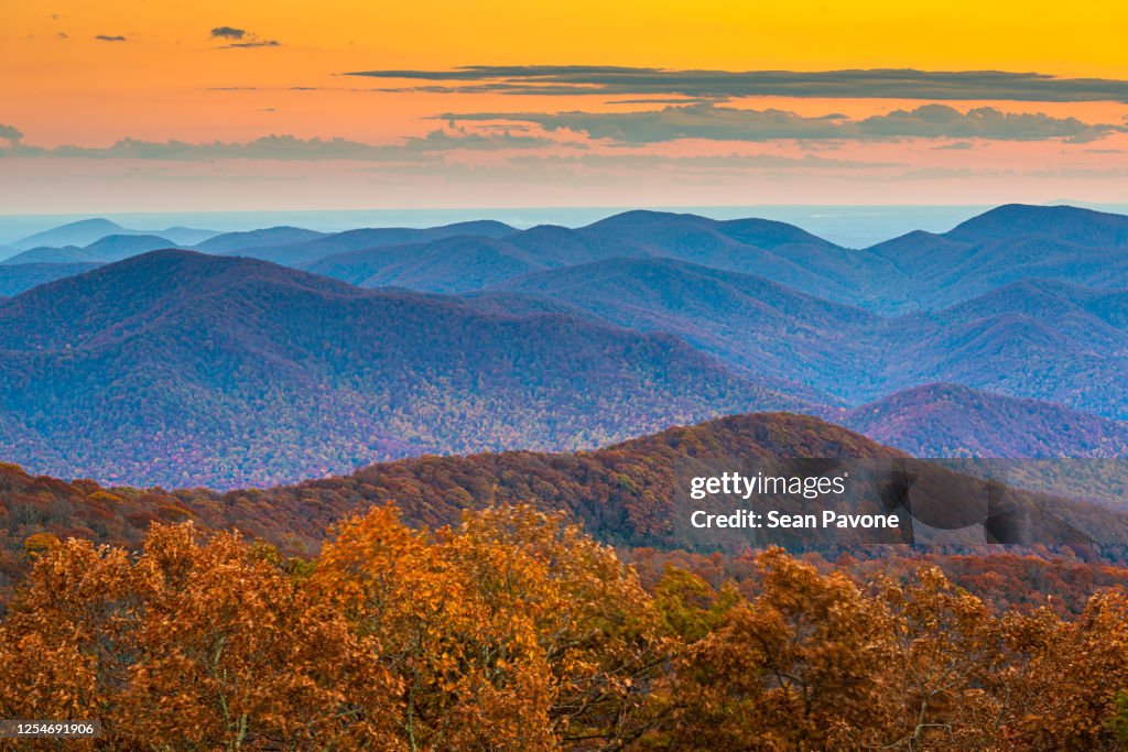 Blue Ridge Mountains at Sunset in North Georgia