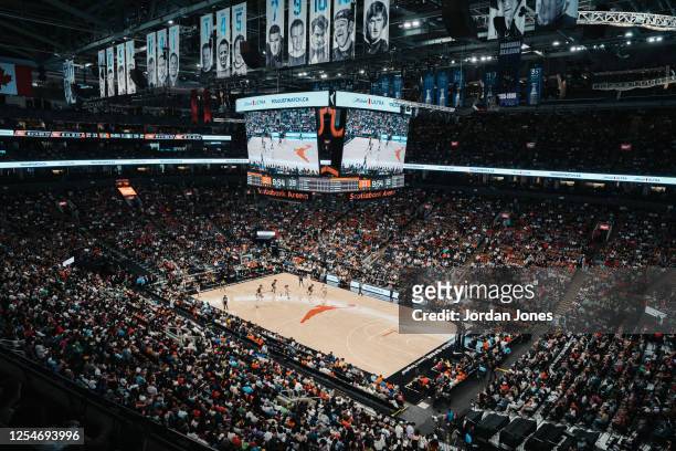 An overall view of the arena during the WNBA game between the Chicago Sky and the Minnesota Lynx on May 13, 2023 at the Scotiabank Arena in Toronto,...