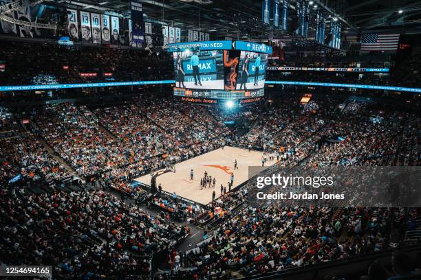 An overall view of the arena during the WNBA game between the Chicago Sky and the Minnesota Lynx on May 13, 2023 at the Scotiabank Arena in Toronto,...