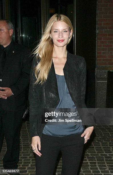 Model Linda Vojtova attends The Cinema Society & Everlon Diamond Knot Collection screening of "Welcome To The Rileys" on October 18, 2010 at the...