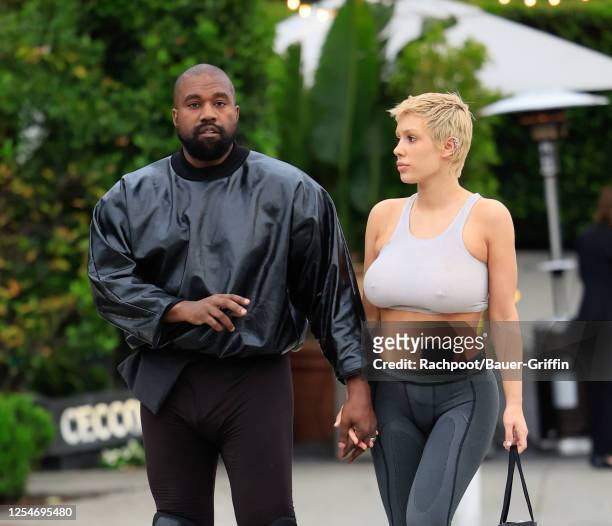 Kanye West and Bianca Censori are seen on May 13, 2023 in Los Angeles, California.