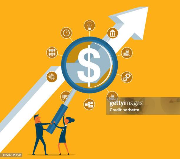 data analysis - teamwork - checking stocks stock illustrations