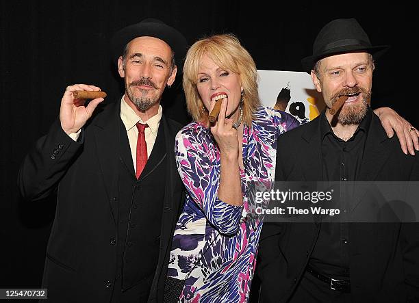 Mark Rylance, Joanna Lumley and David Hyde Pierce attend the after party for the opening night of "La Bete" Broadway at Gotham Hall on October 14,...