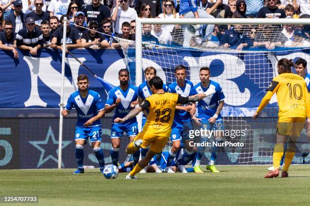 Giuseppe Mastinu in action during the Serie B football match between Brescia Calcio and Pisa Sporting Club 1909 at Stadio Rigamonti in Brescia,...