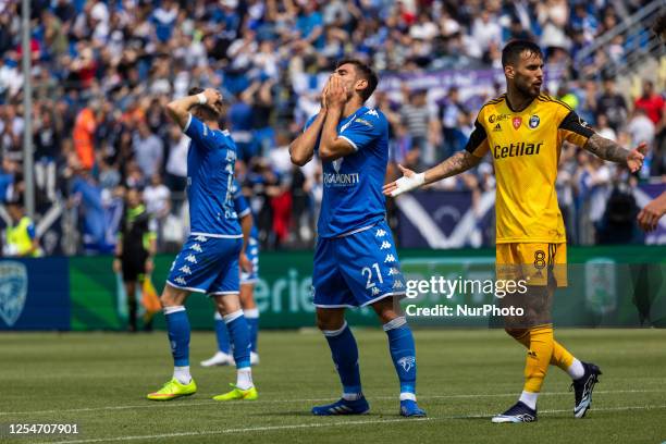 Jakub Labojko in action during the Serie B football match between Brescia Calcio and Pisa Sporting Club 1909 at Stadio Rigamonti in Brescia, Italy,...