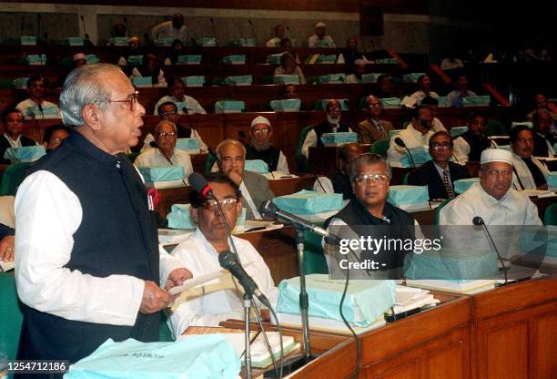 Finance Minister, Shah Kibria unveils in parliament 07 June 2001, Bangladesh's national budget for the year to June 2002. Kibria proposed the...