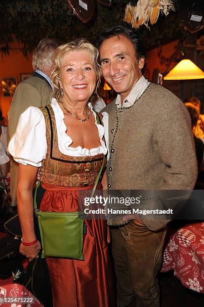 Actress Jutta Speidel and Bruno Maccallini attend the Oktoberfest beer festival at Hippodrom beer tent on September 17, 2011 in Munich, Germany.