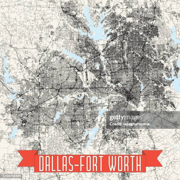 illustrazioni stock, clip art, cartoni animati e icone di tendenza di metroplex di dallas-fort worth, texas vector map - aeroporto di dallas fort worth