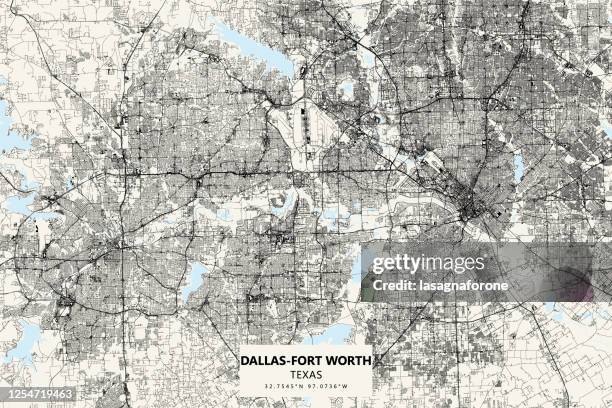 ilustraciones, imágenes clip art, dibujos animados e iconos de stock de dallas-fort worth metroplex, texas vector map - fort worth