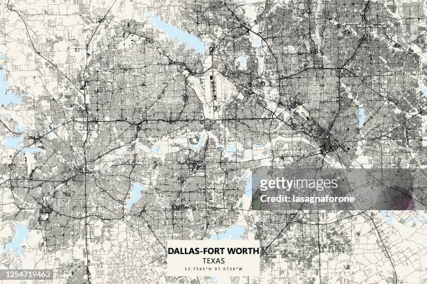 dallas-fort worth metroplex, texas vector map - fort worth stock illustrations