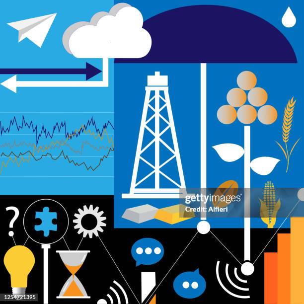 rohstoffmarkt - bank financial building stock-grafiken, -clipart, -cartoons und -symbole