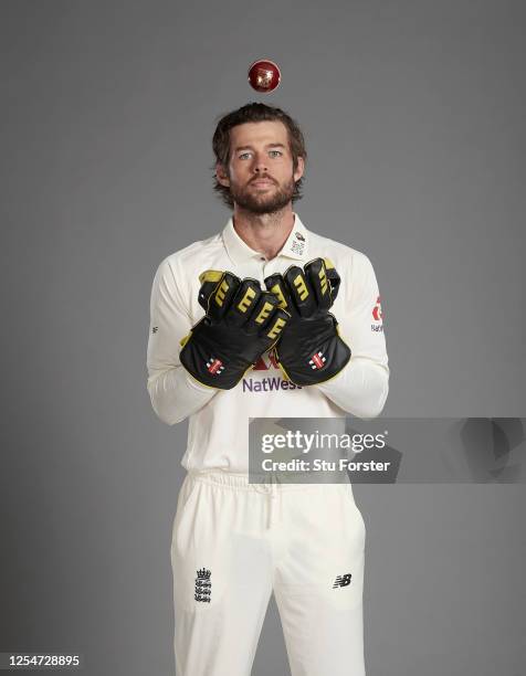 Ben Foakes poses for a portrait during the England Test Squad Photo call at Ageas Bowl on July 05, 2020 in Southampton, England.