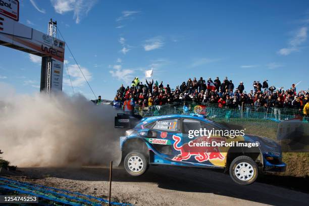 Pierre Louis Loubet from France and Nicolas Gilsoul from Belgium racing with Ford Puma Rally1 Hybrid jumps during Day Four of the FIA World Rally...