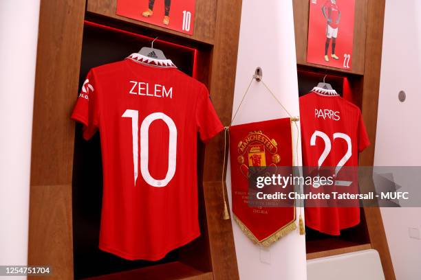 General View of the kit of Katie Zelem of Manchester United in the dressing room prior to the Vitality Women's FA Cup Final match between Chelsea and...