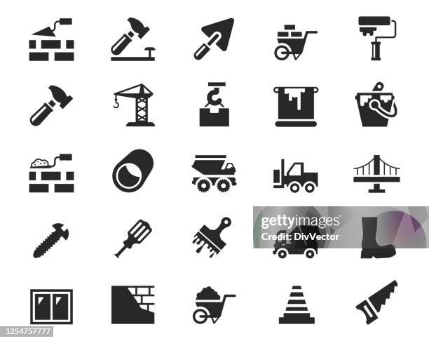 stockillustraties, clipart, cartoons en iconen met pictogramset voor de bouw - paint tube