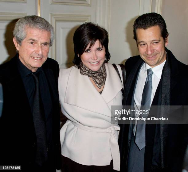 Director Claude Lelouch, Liane Foly and Laurent Gerra attend the award ceremony for the medal vermilion city of Paris presented by the Mayor of Paris...