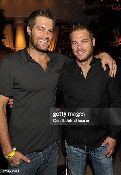 Actors Geoff Stults and George Stults attend the after party for the "Fallout: New Vegas" Launch Event Featuring Vampire Weekend at XS The Nightclub...