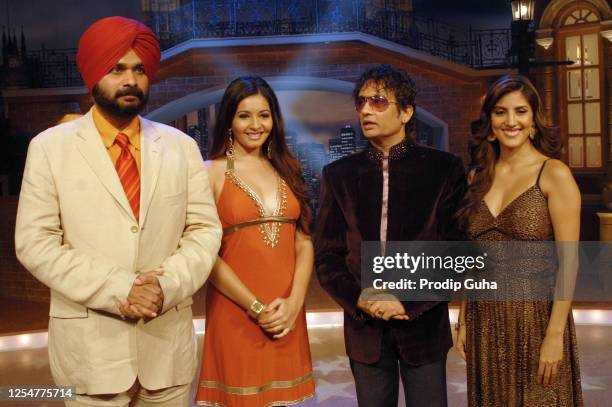 Navjot Singh Sidhu, Shonali Nagrani, Shekhar Suman and Parizaad Kolah attend the Laughter challenge tv show on June 20, 2007 in Mumbai, India