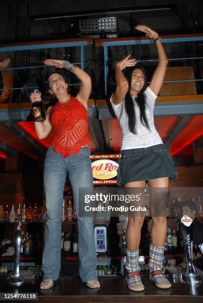 Nina Manual and Mandira Bedi attend the Hard Rock Cafe party on November 20, 2008 in Mumbai, India