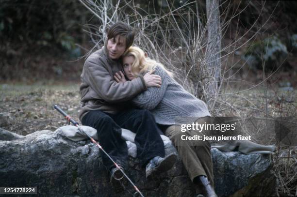 Catherine Deneuve and Jacques Dutronc on the set of Lelouch's 1979 film "A Nous Deux" .