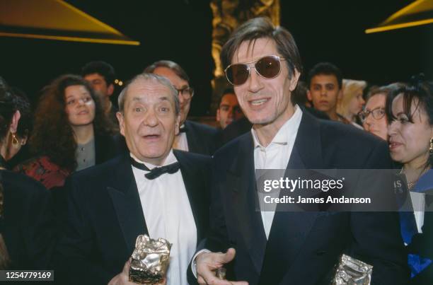 Jacques Dutronc et Jean Carmet à la cérémonie de remise de prix de la 17éme nuit des Césars.