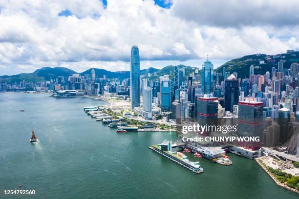 hong kong - macau ferry terminal at victoria habour - sheung wan stock pictures, royalty-free photos & images