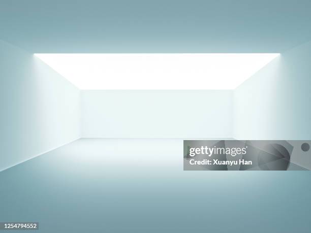 white futuristic empty room - hell beleuchtet stock-fotos und bilder