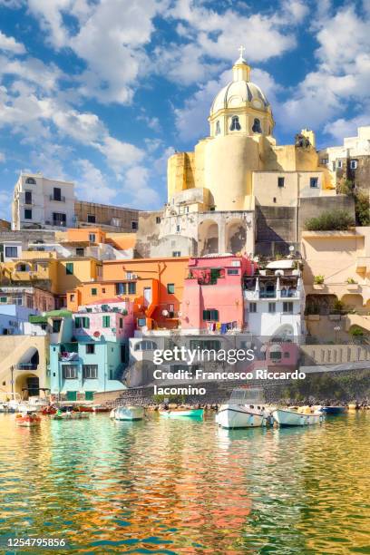procida, naples, italy. colorful island in the mediterranean sea - naples italy church stock pictures, royalty-free photos & images
