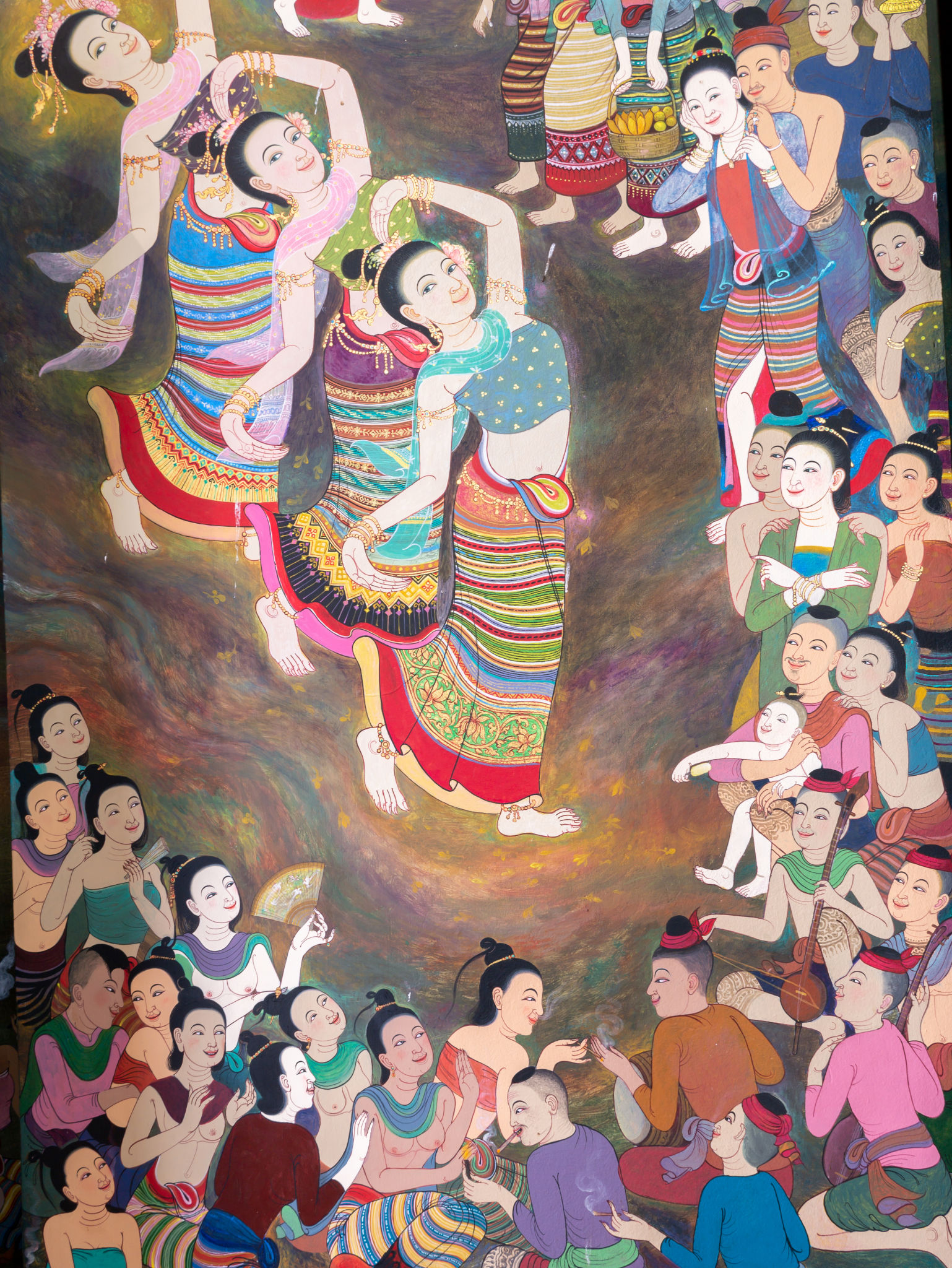 Mural of Local Ancient Women Dancing in a Village in The OLd Days Mural of Local Ancient Women Dancing in a Village in The OLd Days