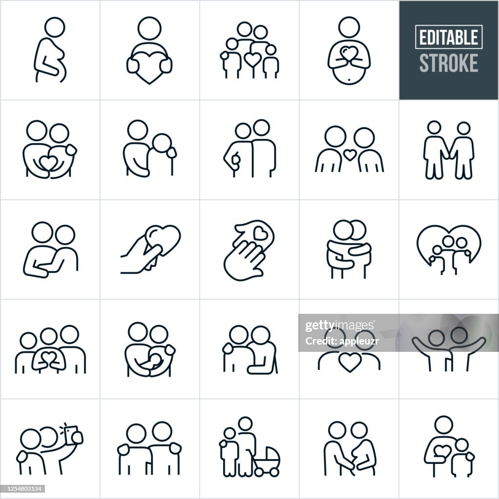 Loving Relationships Thin Line Icons - Editable Stroke