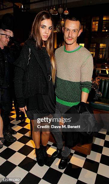 Amber Le Bon and Jonathan Saunders attend an aftershow party following Jonathan Saunders Spring/Summer 2012 catwalk show during London Fashion Week...